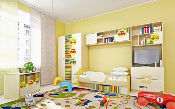 Детская комната Клаксон (Бежевый/корпус Клен) в Нюрбе - nyurba.mebel54.com | фото