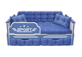 Кровать 160 серии Спорт 2 ящика 85 Синий (подушки) в Нюрбе - nyurba.mebel54.com | фото