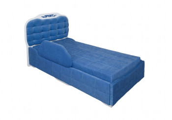 Кровать 190 Атлет Lux 29 Синий (мягкий бортик) в Нюрбе - nyurba.mebel54.com | фото