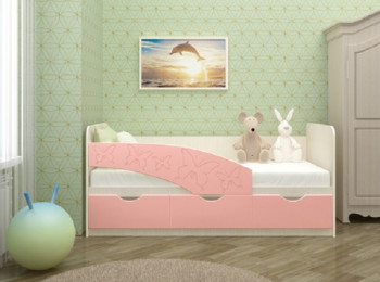 Кровать Бабочки 1,8м (Розовый металлик) в Нюрбе - nyurba.mebel54.com | фото
