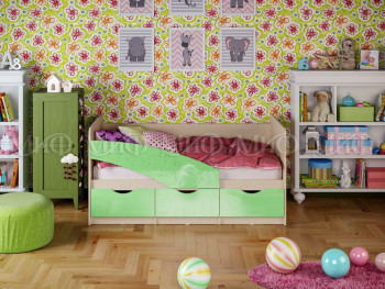 Кровать Бабочки 2,0м (Салатовый металлик) в Нюрбе - nyurba.mebel54.com | фото