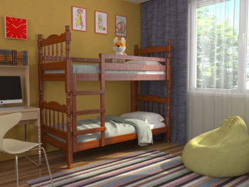 Кровать двухъярусная Соня из массива сосны 800*1890 Орех в Нюрбе - nyurba.mebel54.com | фото