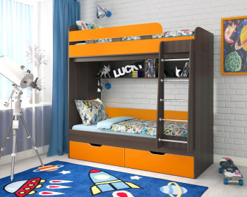 Кровать двухъярусная Юниор-5  Бодего/Оранжевый в Нюрбе - nyurba.mebel54.com | фото
