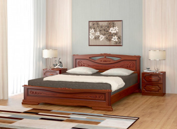 Кровать Карина-7 из массива сосны 1400*2000 Орех в Нюрбе - nyurba.mebel54.com | фото