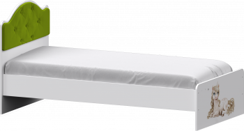 Кровать Каспер с мягкой спинкой и фотопечатью (800х1900)Белый/Лайм в Нюрбе - nyurba.mebel54.com | фото