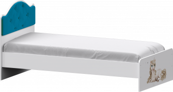 Кровать Каспер с мягкой спинкой и фотопечатью (800х2000)  Белый/Бирюза в Нюрбе - nyurba.mebel54.com | фото