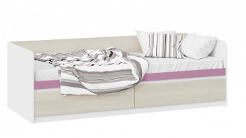 Кровать «Сканди» с 2 ящиками Дуб Гарден/Белый/Лиловый в Нюрбе - nyurba.mebel54.com | фото