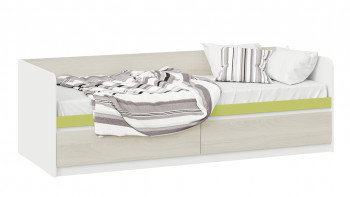 Кровать «Сканди» с 2 ящиками Дуб Гарден/Белый/Зеленый в Нюрбе - nyurba.mebel54.com | фото