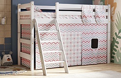 Кровать Соня вариант 6 полувысокая с наклонной лестницей Белый полупрозрачный в Нюрбе - nyurba.mebel54.com | фото