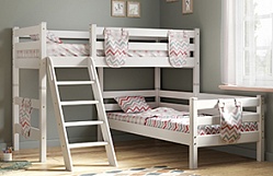 Кровать Соня вариант 8 угловая с наклонной лестницей Белый полупрозрачный в Нюрбе - nyurba.mebel54.com | фото