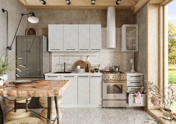 Кухонный гарнитур Нувель 1800мм белый/бетон белый в Нюрбе - nyurba.mebel54.com | фото