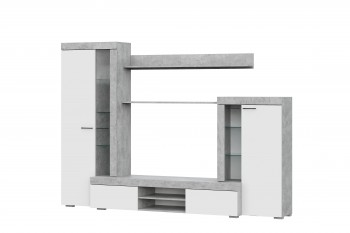 Мебель для гостиной МГС 5 Цемент светлый / Белый в Нюрбе - nyurba.mebel54.com | фото