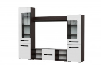 Мебель для гостиной МГС 6 (Исполнение 1/Венге/Белый глянец) в Нюрбе - nyurba.mebel54.com | фото