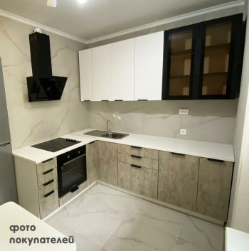 Модульная кухня Норд 1,6 м (Софт даймонд/Камень беж/Белый) в Нюрбе - nyurba.mebel54.com | фото