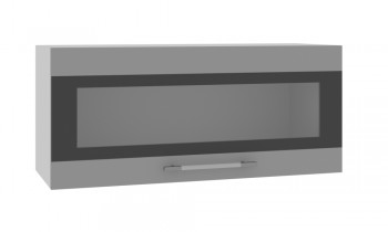 Норд ШВГС 800 Шкаф верхний горизонтальный со стеклом (Софт черный/корпус Белый) в Нюрбе - nyurba.mebel54.com | фото