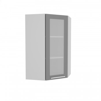 Норд ШВУС 600Н Шкаф верхний угловой (премьер) высокий (Софт черный/корпус Белый) в Нюрбе - nyurba.mebel54.com | фото