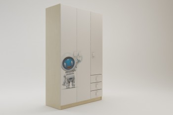 Шкаф 3-х створчатый с ящиками Санни (Белый/корпус Клен) в Нюрбе - nyurba.mebel54.com | фото