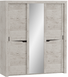 Шкаф трехдверный Соренто с раздвижными дверями Дуб бонифаций/Кофе структурный матовый в Нюрбе - nyurba.mebel54.com | фото