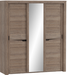 Шкаф трехдверный Соренто с раздвижными дверями Дуб стирлинг/Кофе структурный матовый в Нюрбе - nyurba.mebel54.com | фото