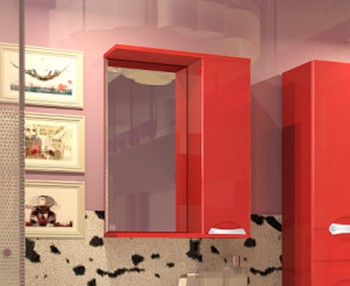 Зеркало-шкаф Камелия 65 (красный) в Нюрбе - nyurba.mebel54.com | фото